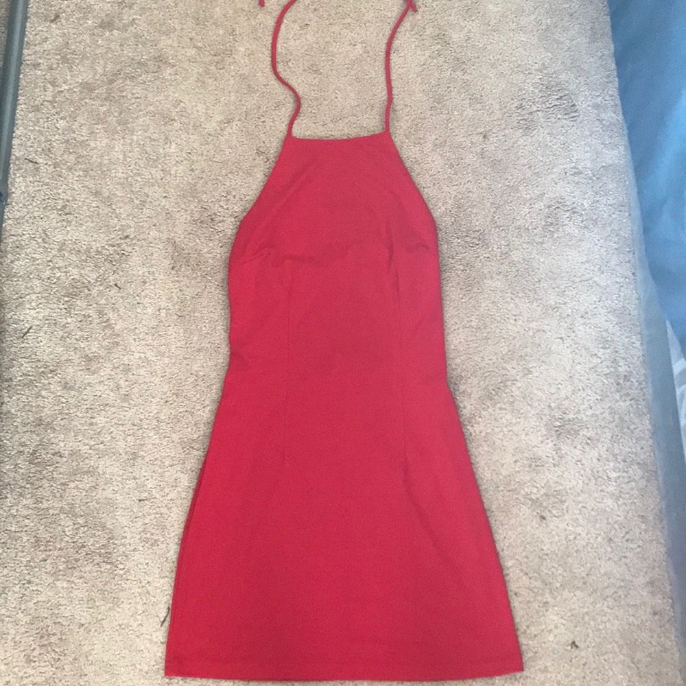 Halter top red hot dress